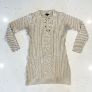 Rhapsody Beige Knit Sweater Dress, Women’s M